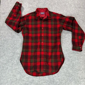 Pendleton Red Plaid 100% Virgin Wool Button Down Shirt.  Sz: M